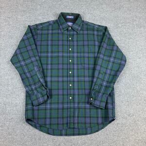 90s early 2000s Pendleton green plaid wool casual button-down shirt men’s M